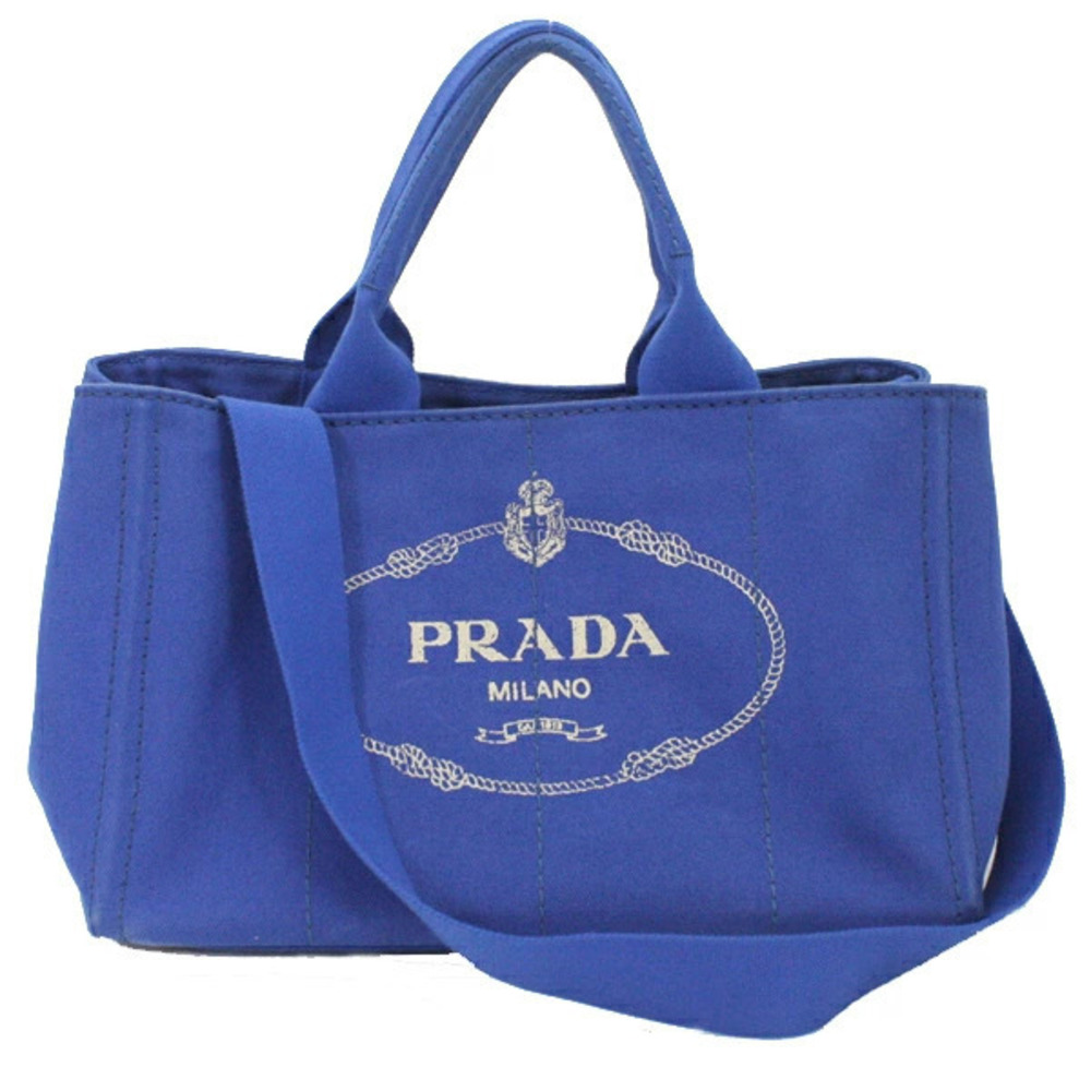 Prada Tote Blue Canapa Bag Shoulder Blue